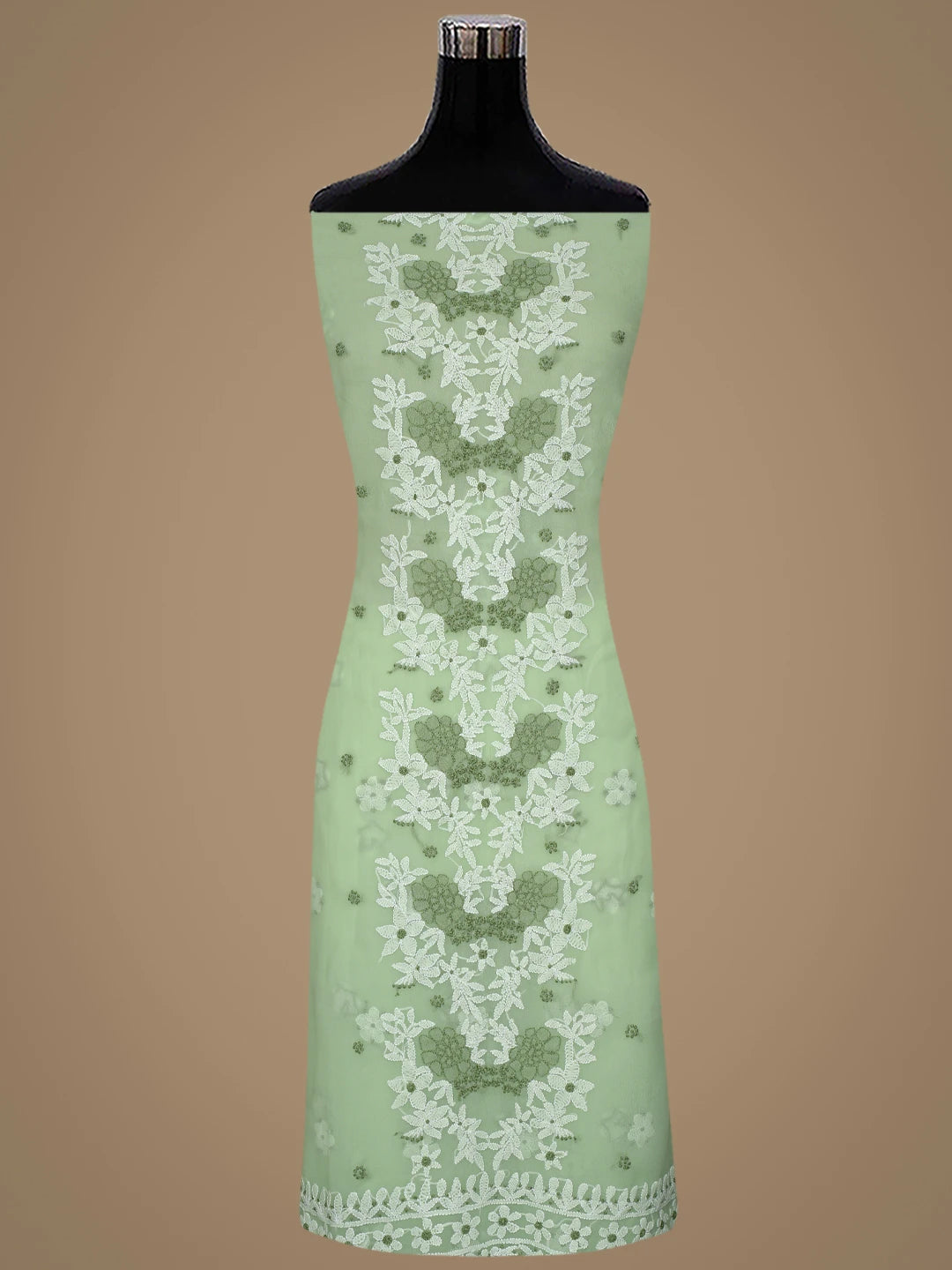 Ada Hand Embroidered Mint Green Georgette Lucknowi Chikankari Unstitched Suit Piece 01A867448