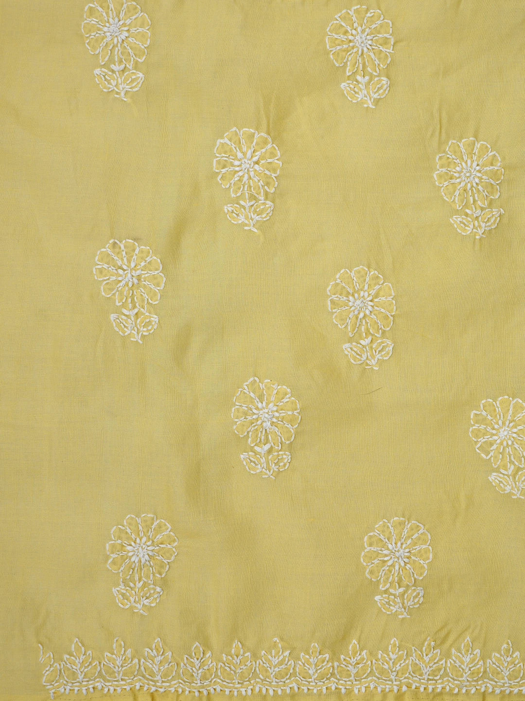 Ada Hand Embroidered Yellow Cotton Lucknowi Chikankari Unstitched Suit Piece 01A867474