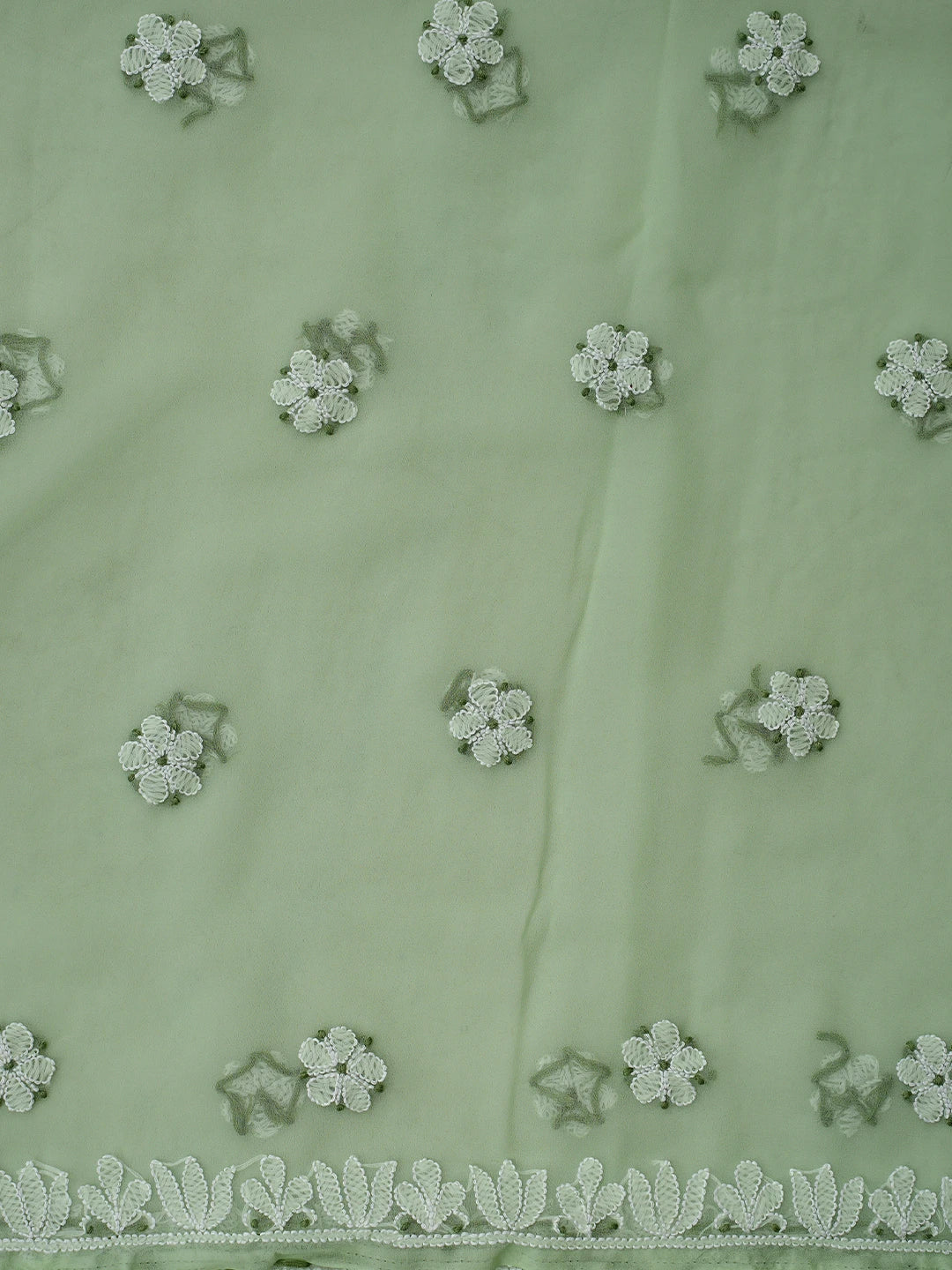 Ada Hand Embroidered Mint Green Georgette Lucknowi Chikankari Unstitched Suit Piece 01A867448