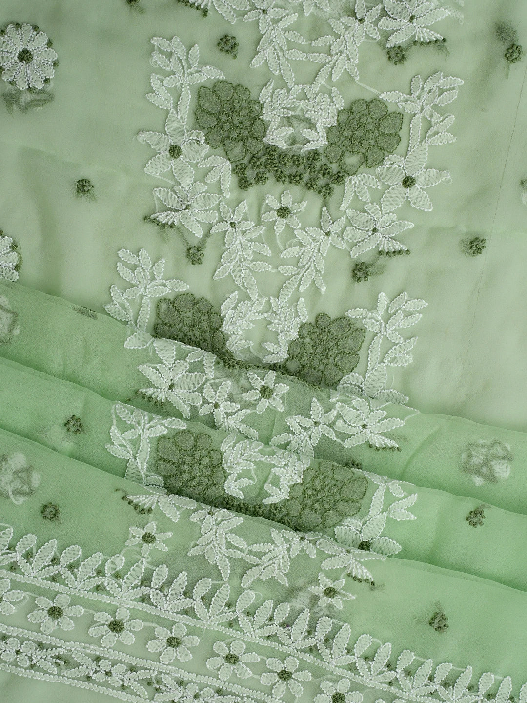 Ada Hand Embroidered Mint Green Georgette Lucknowi Chikankari Unstitched Suit Piece 01A867448