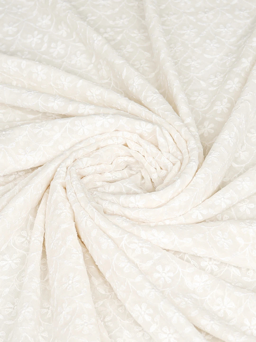 Ada Hand Embroidered White Pure Georgette Lucknowi Chikankari Dupatta 01A672452