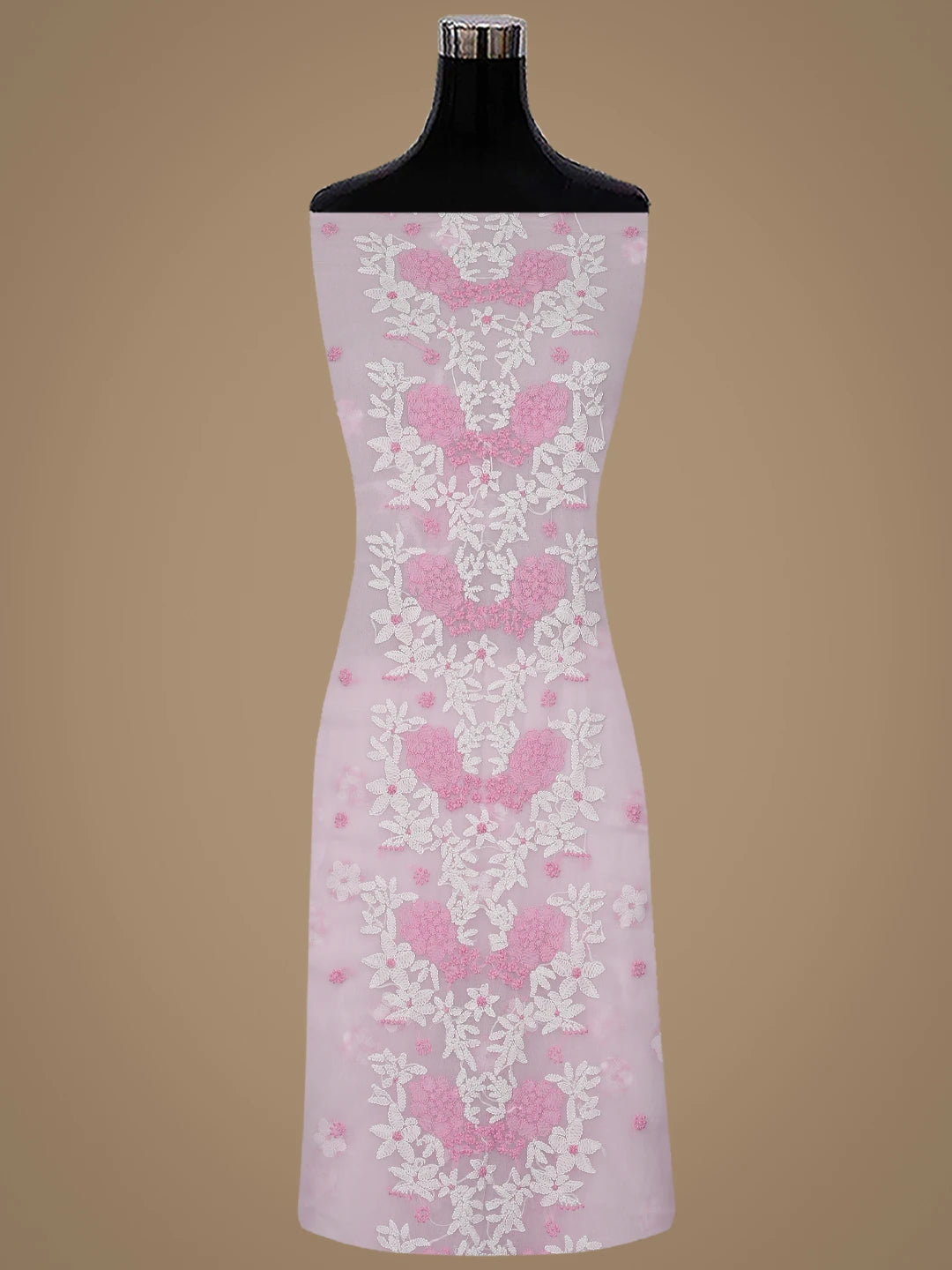 Ada Hand Embroidered Baby Pink Georgette Lucknowi Chikankari Unstitched Suit Piece 01A867449