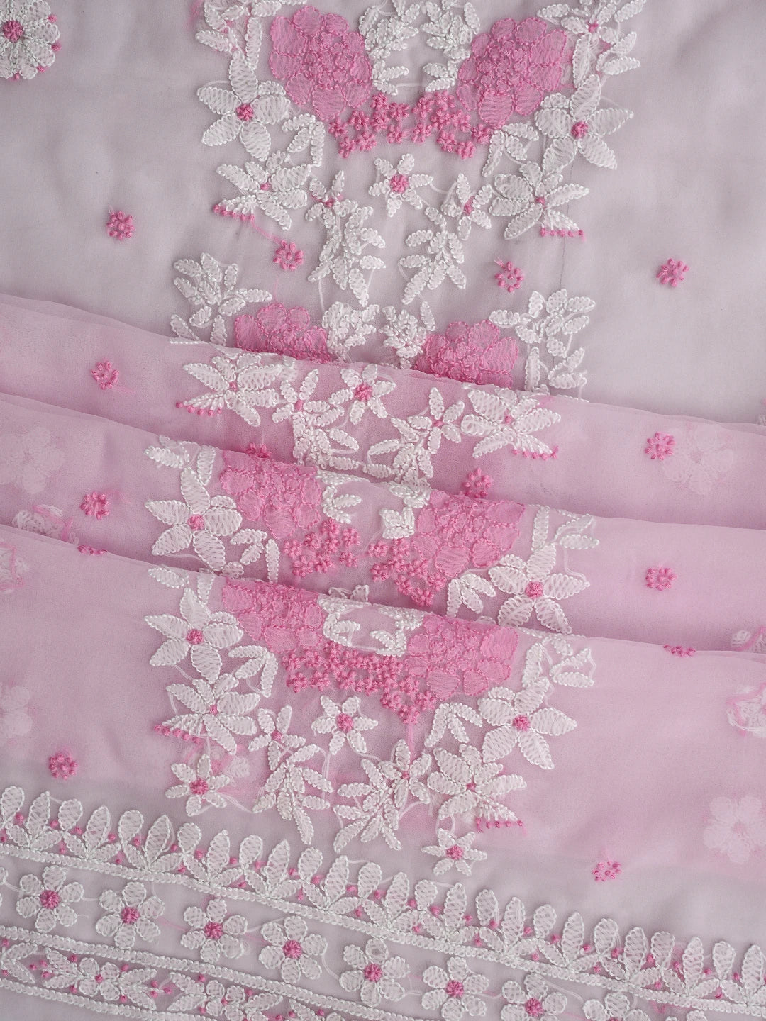 Ada Hand Embroidered Baby Pink Georgette Lucknowi Chikankari Unstitched Suit Piece 01A867449