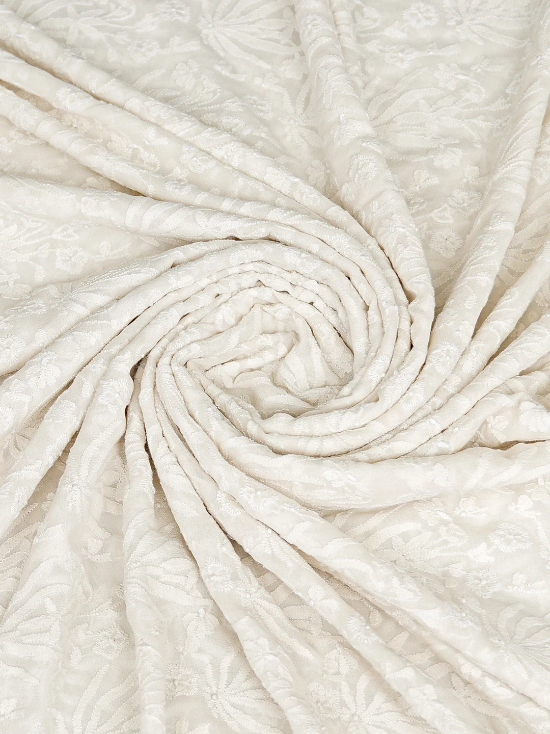 Ada Hand Embroidered White Pure Georgette Lucknowi Chikankari Dupatta A462758