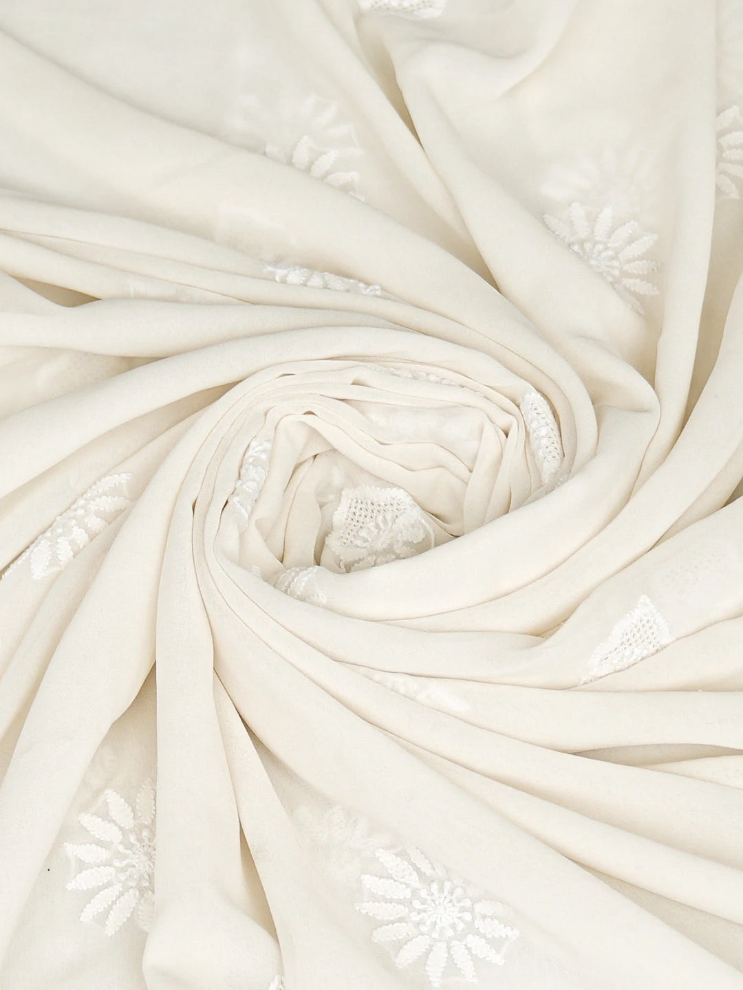 Ada Hand Embroidered White Pure Georgette Lucknowi Chikankari Dupatta 01A672450