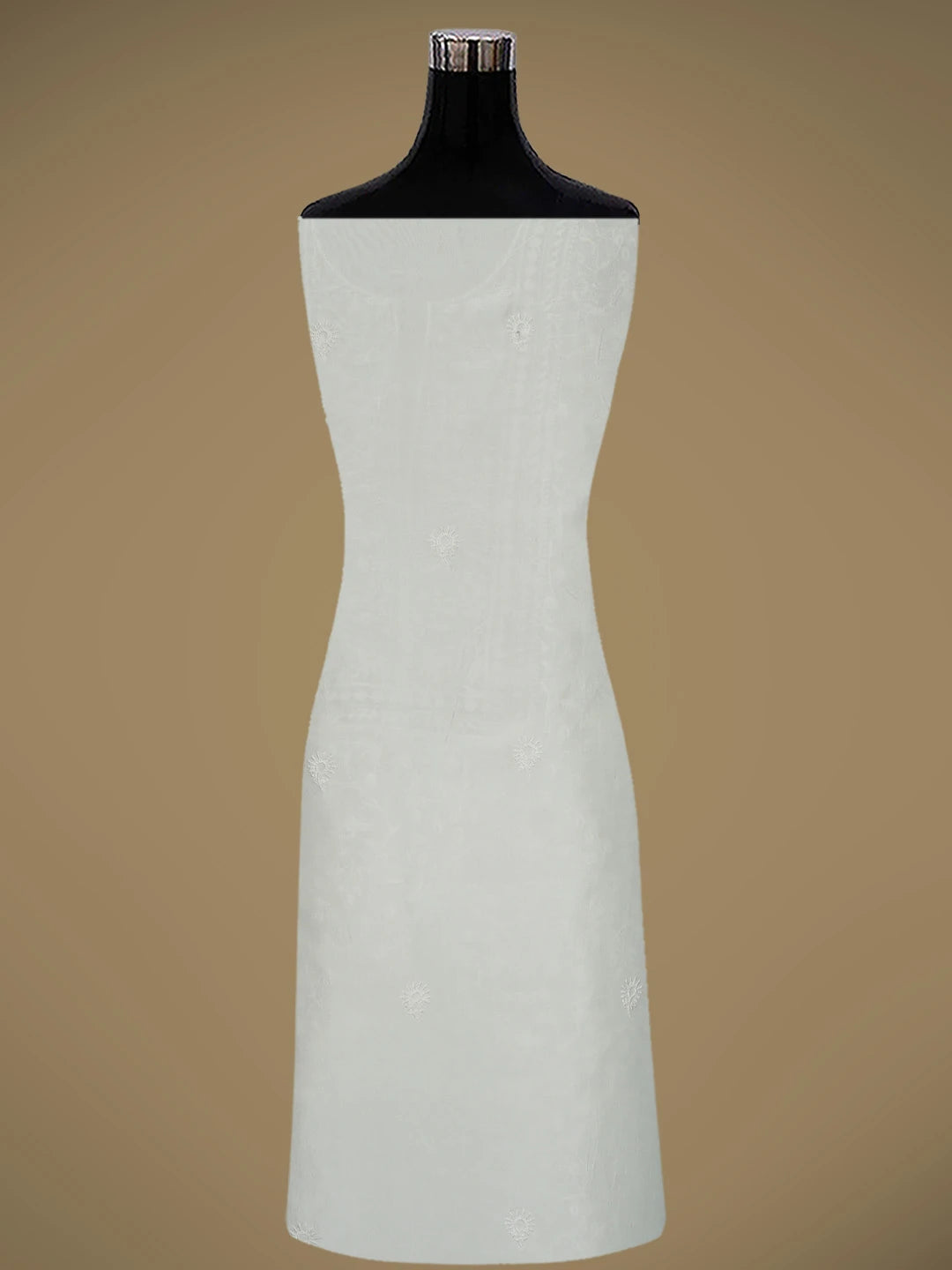 Ada Hand Embroidered White Silk Lucknowi Chikankari Unstitched Kurta Dupatta Set 01A760536
