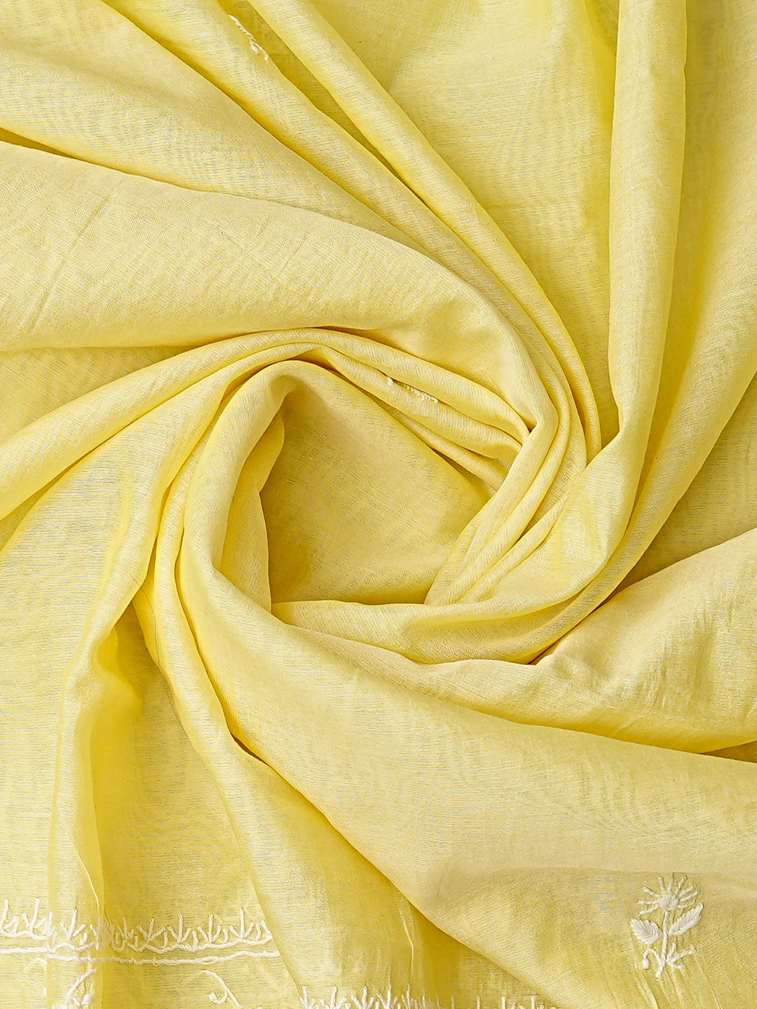 Ada Hand Embroidered Lemon Chanderi Lucknowi Chikankari Unstitched Kurta Dupatta Set 01A836879