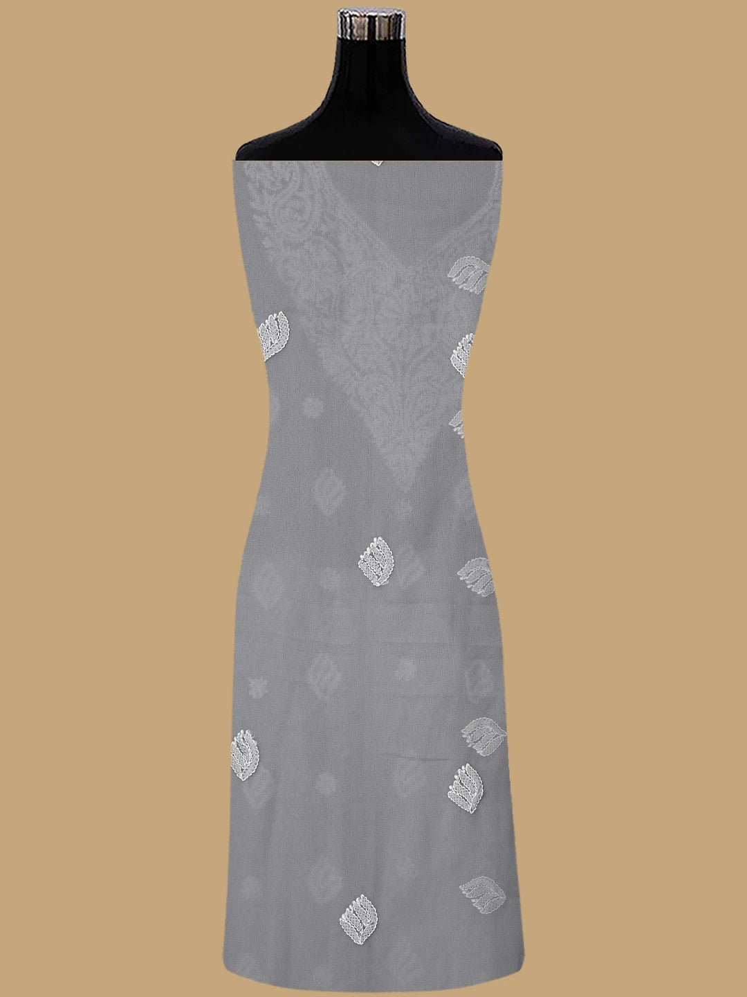 Ada Hand Embroidered Grey Georgette Lucknowi Chikankari Unstitched Suit Piece 01A866797