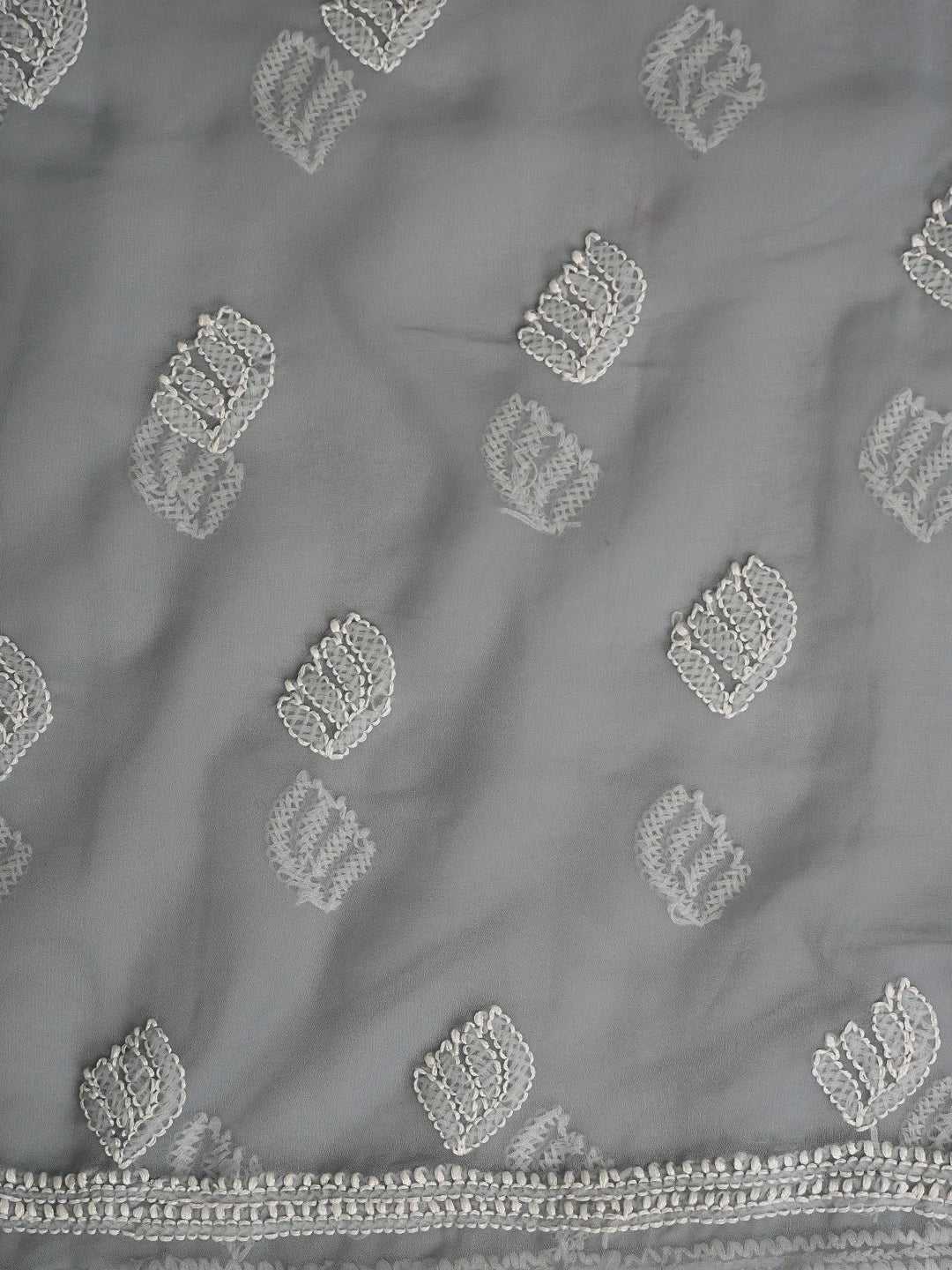 Ada Hand Embroidered Grey Georgette Lucknowi Chikankari Unstitched Suit Piece 01A866797