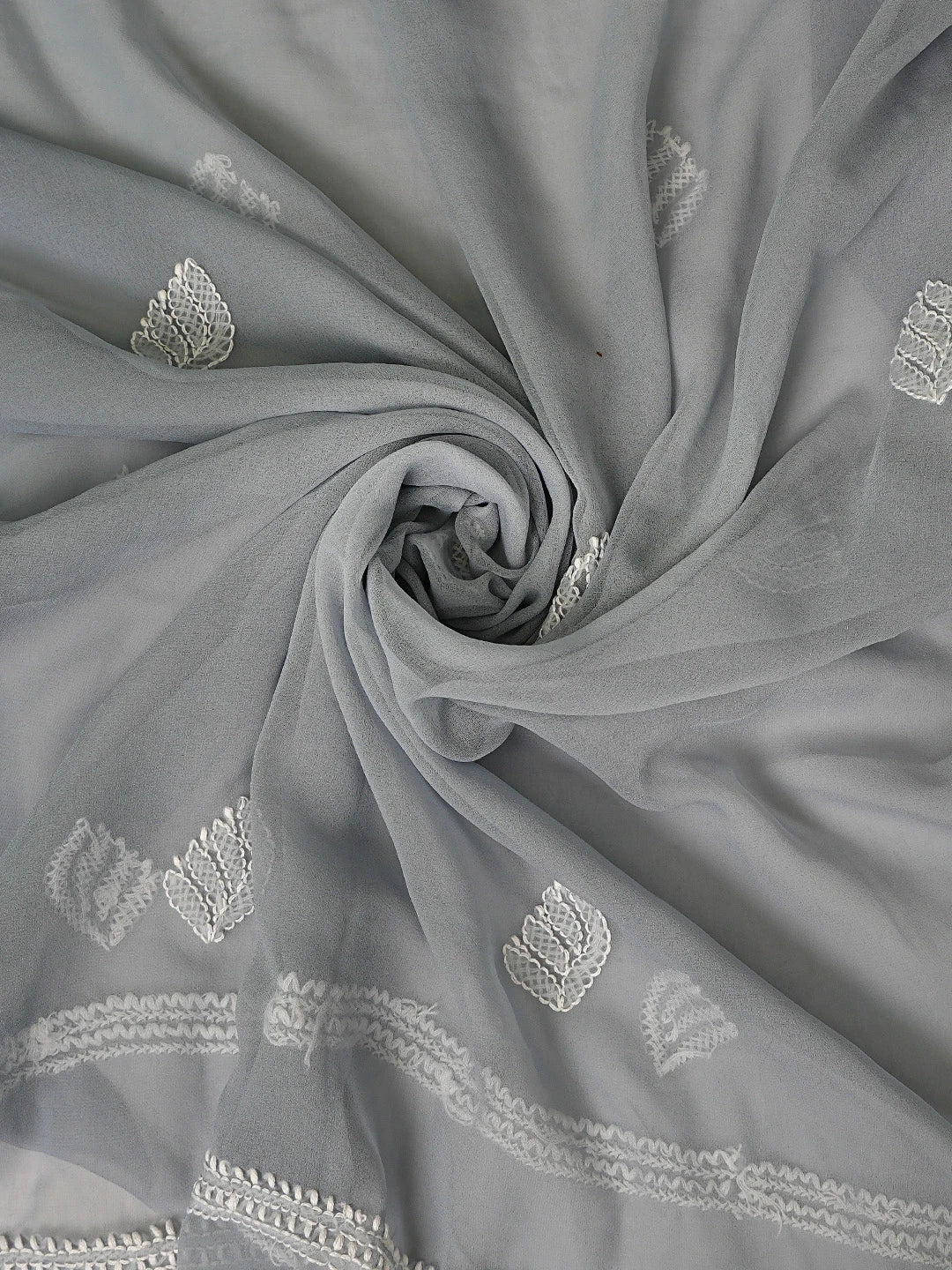 Ada Hand Embroidered Grey Georgette Lucknowi Chikankari Unstitched Suit Piece 01A866797
