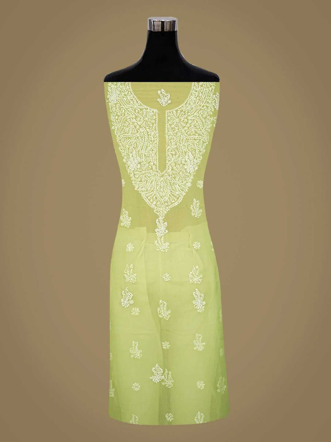 Ada Hand Embroidered Green Georgette Lucknowi Chikankari Unstitched Suit Piece 01A866781