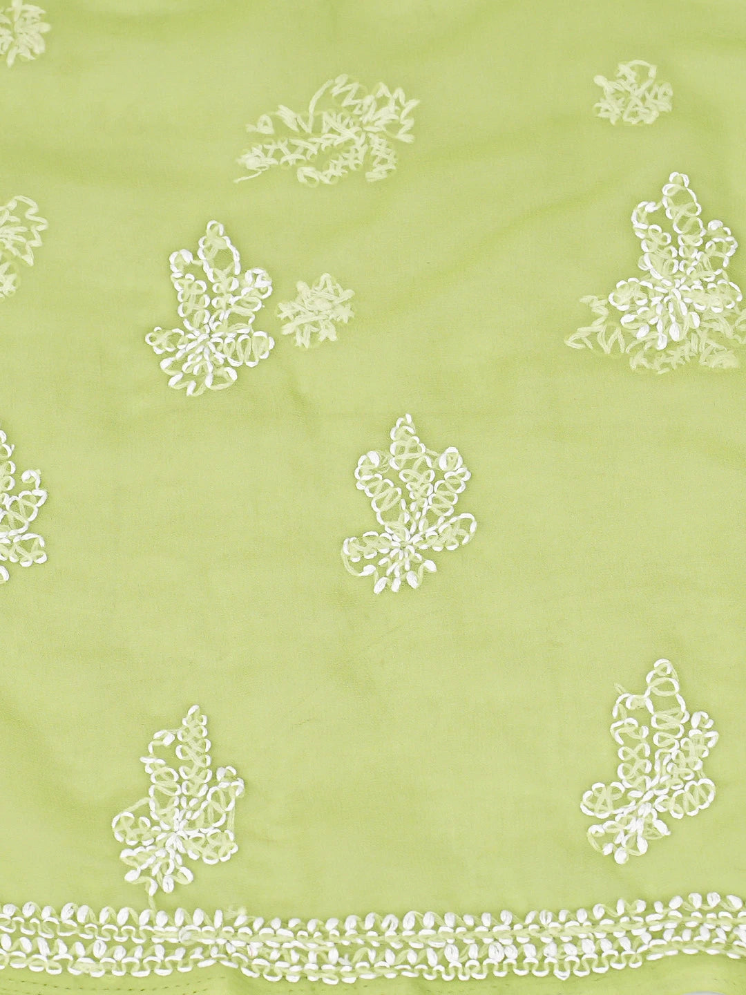 Ada Hand Embroidered Green Georgette Lucknowi Chikankari Unstitched Suit Piece 01A866781