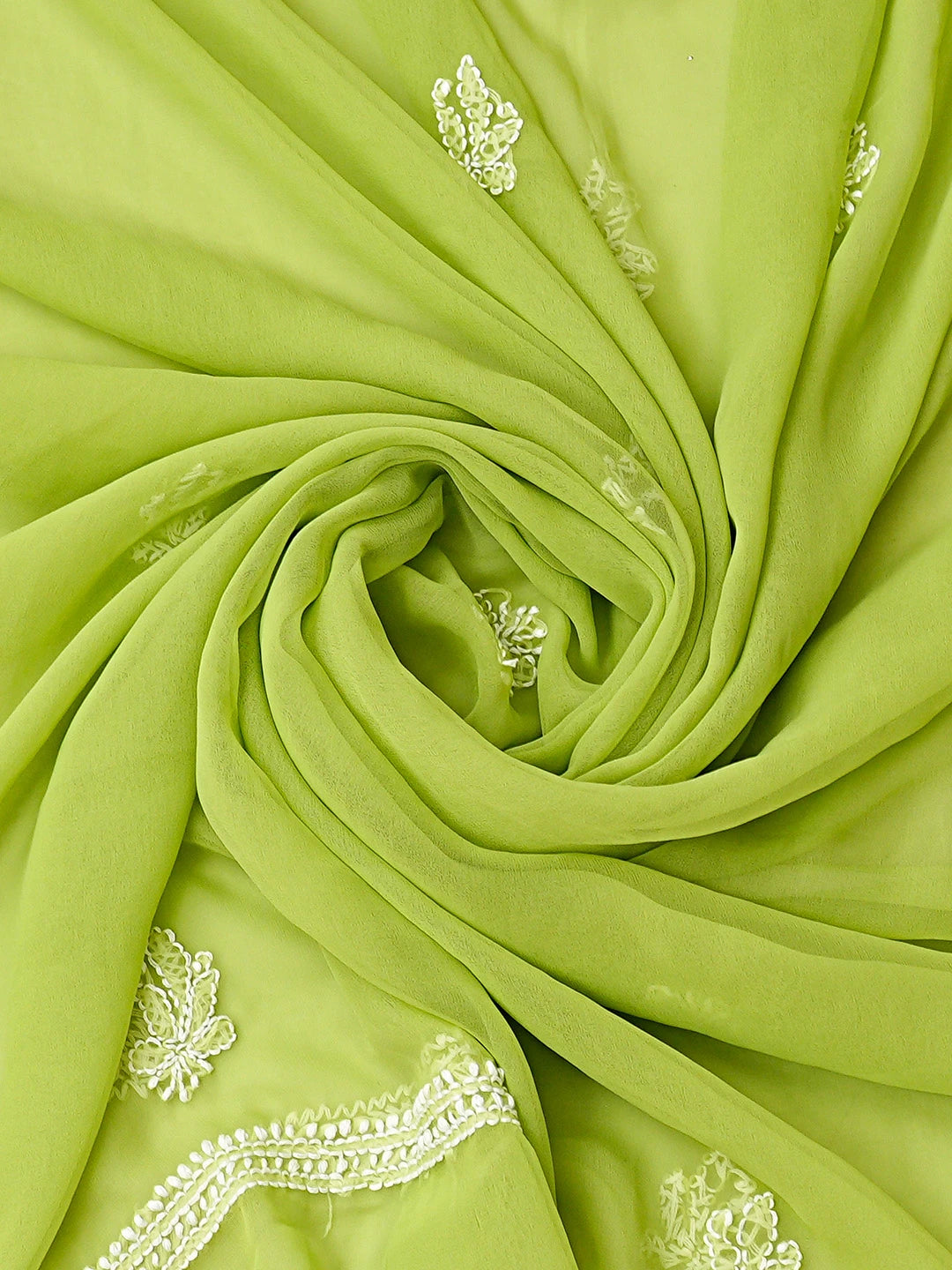 Ada Hand Embroidered Green Georgette Lucknowi Chikankari Unstitched Suit Piece 01A866781