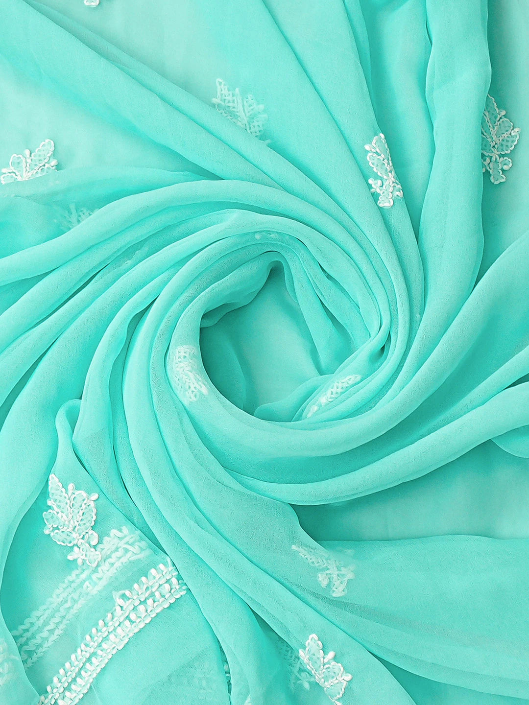 Ada Hand Embroidered Sea Green Georgette Lucknowi Chikankari Unstitched Suit Piece 01A866825