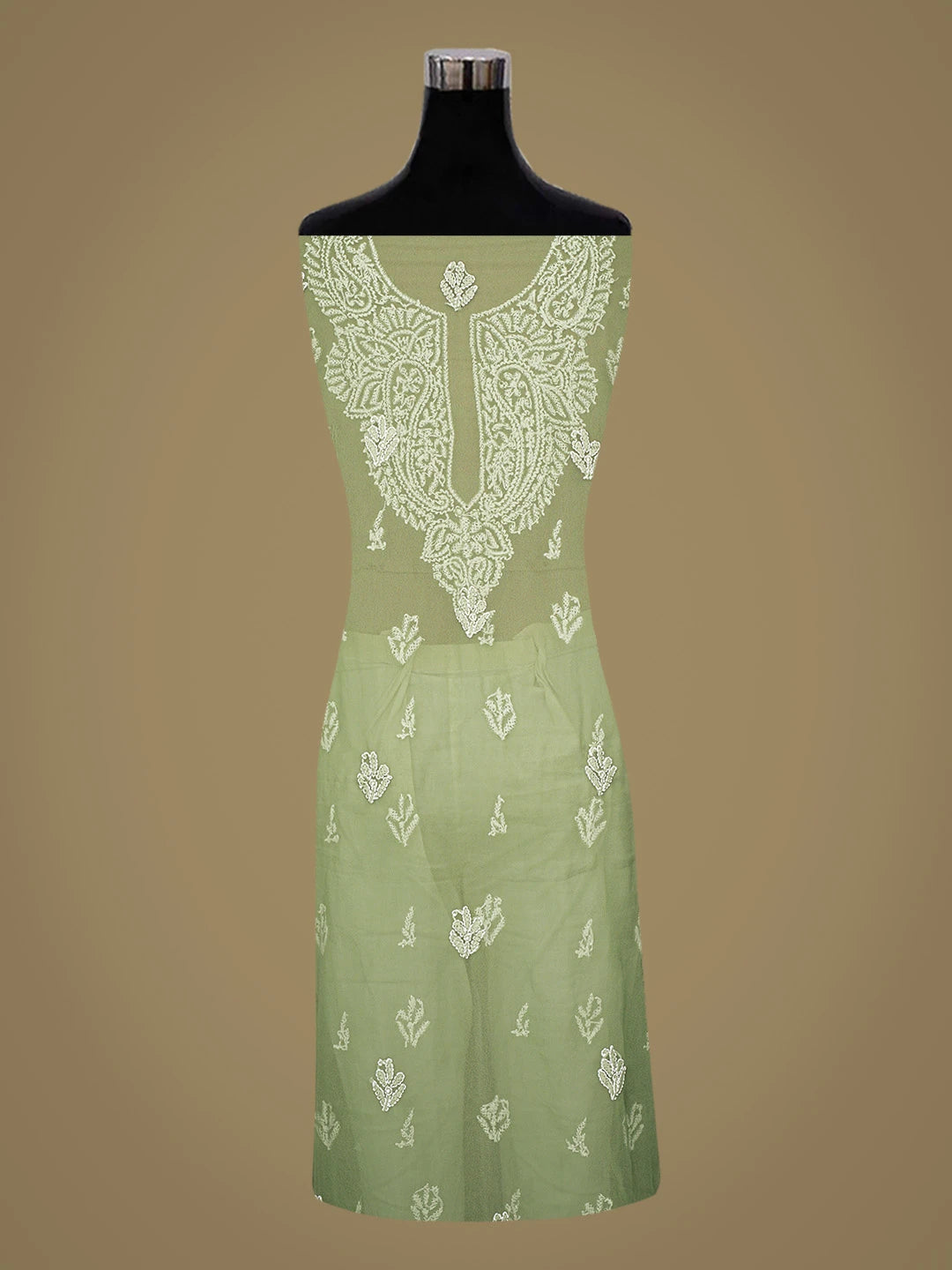 Ada Hand Embroidered Dark Green Georgette Lucknowi Chikankari Unstitched Suit Piece 01A866785