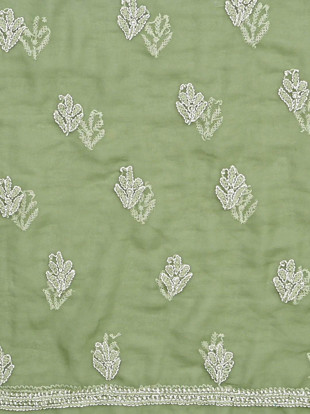 Ada Hand Embroidered Dark Green Georgette Lucknowi Chikankari Unstitched Suit Piece 01A866785