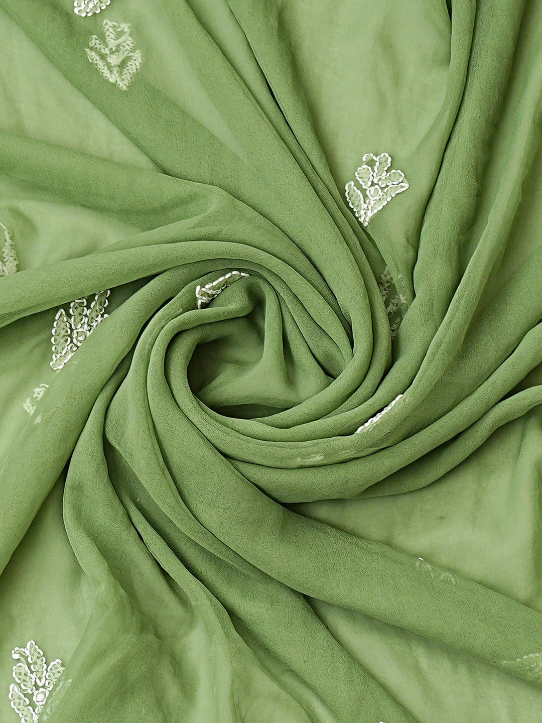 Ada Hand Embroidered Dark Green Georgette Lucknowi Chikankari Unstitched Suit Piece 01A866785