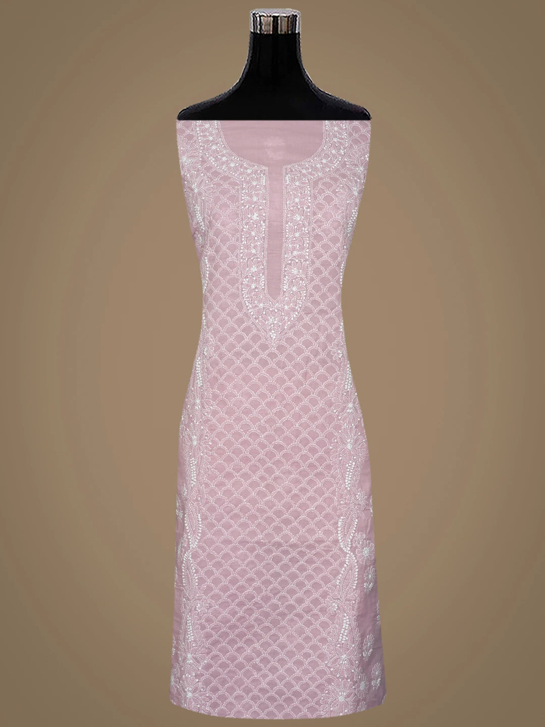 Ada Hand Embroidered Dusty Rose Pink Cotton Lucknowi Chikankari Unstitched Suit Piece 01A867482