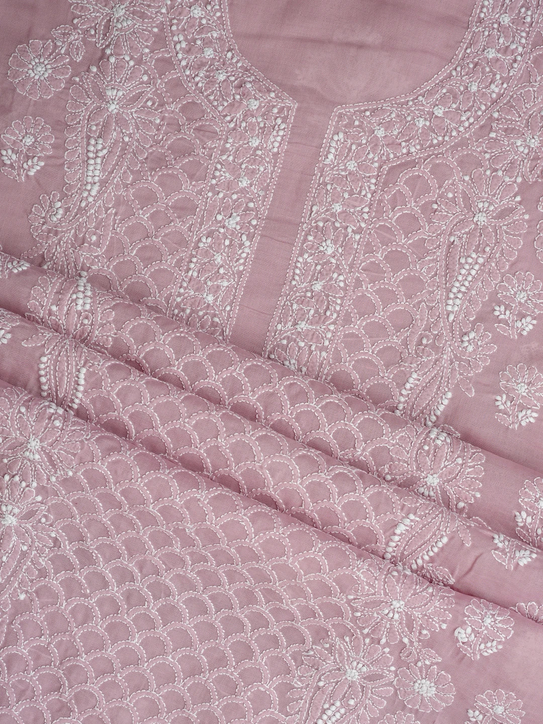 Ada Hand Embroidered Dusty Rose Pink Cotton Lucknowi Chikankari Unstitched Suit Piece 01A867482