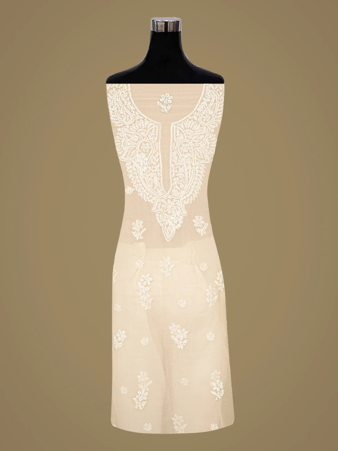Ada Hand Embroidered Fawn Georgette Lucknowi Chikankari Unstitched Suit Piece 01A866788