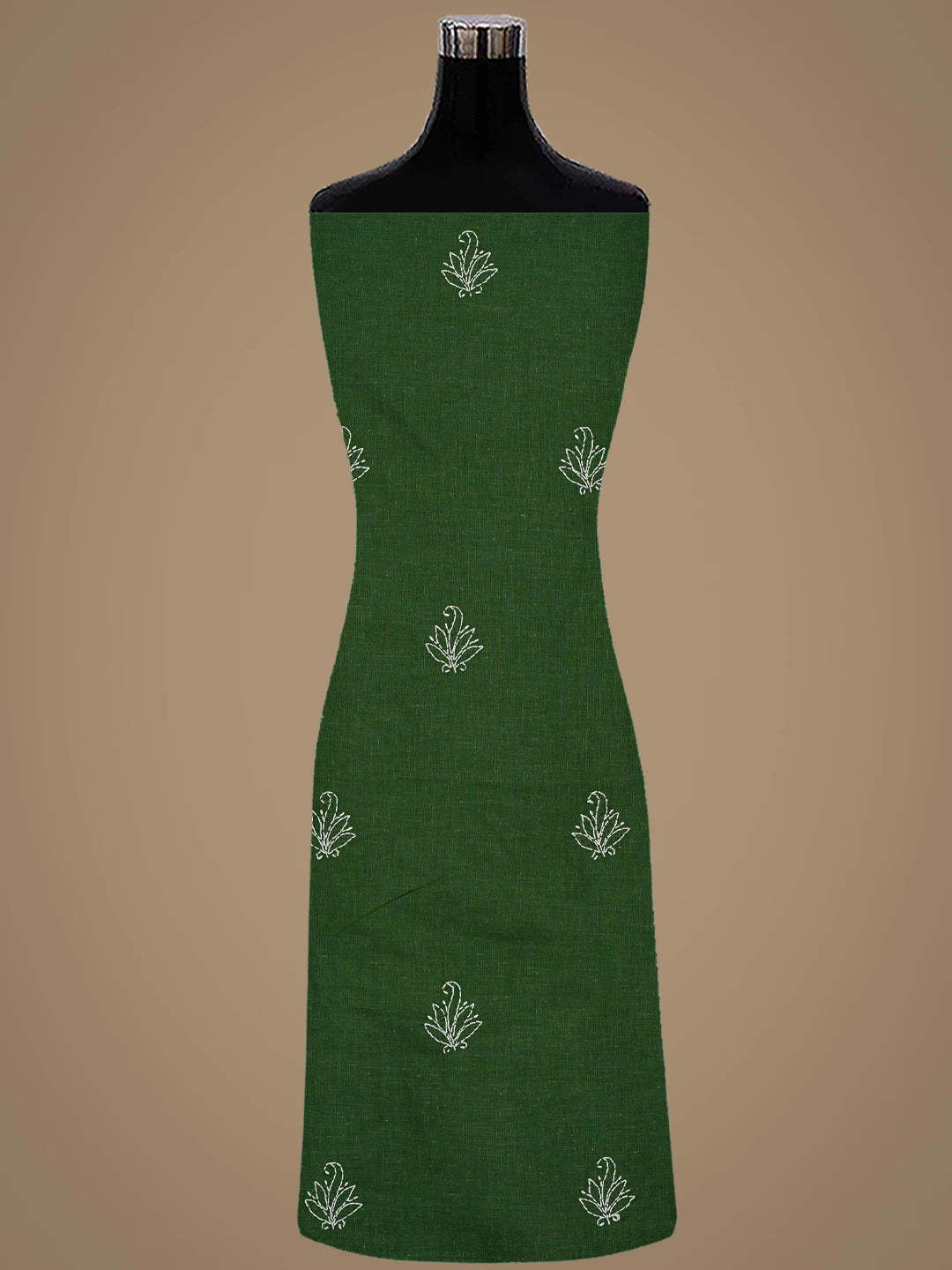 Ada Hand Embroidered Juniper Green Cotton Lucknowi Chikankari Unstitched Suit Piece 01A867048