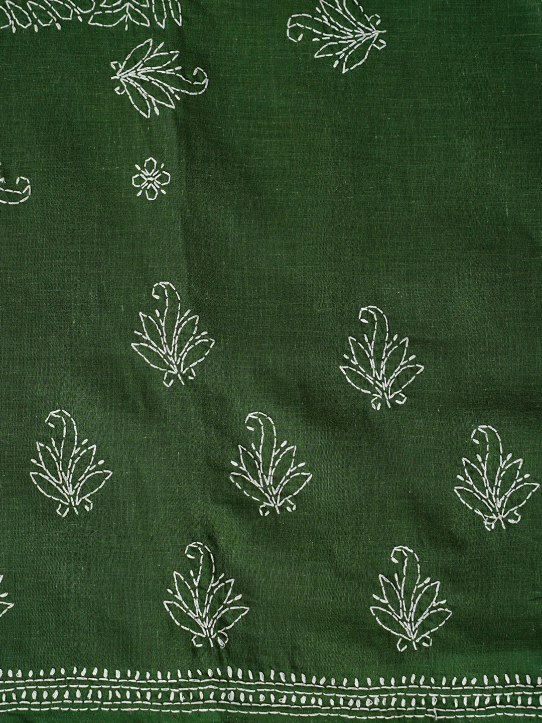 Ada Hand Embroidered Juniper Green Cotton Lucknowi Chikankari Unstitched Suit Piece 01A867048