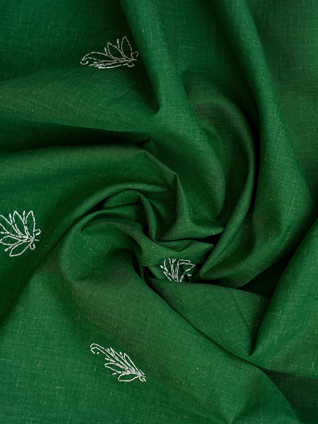 Ada Hand Embroidered Juniper Green Cotton Lucknowi Chikankari Unstitched Suit Piece 01A867048