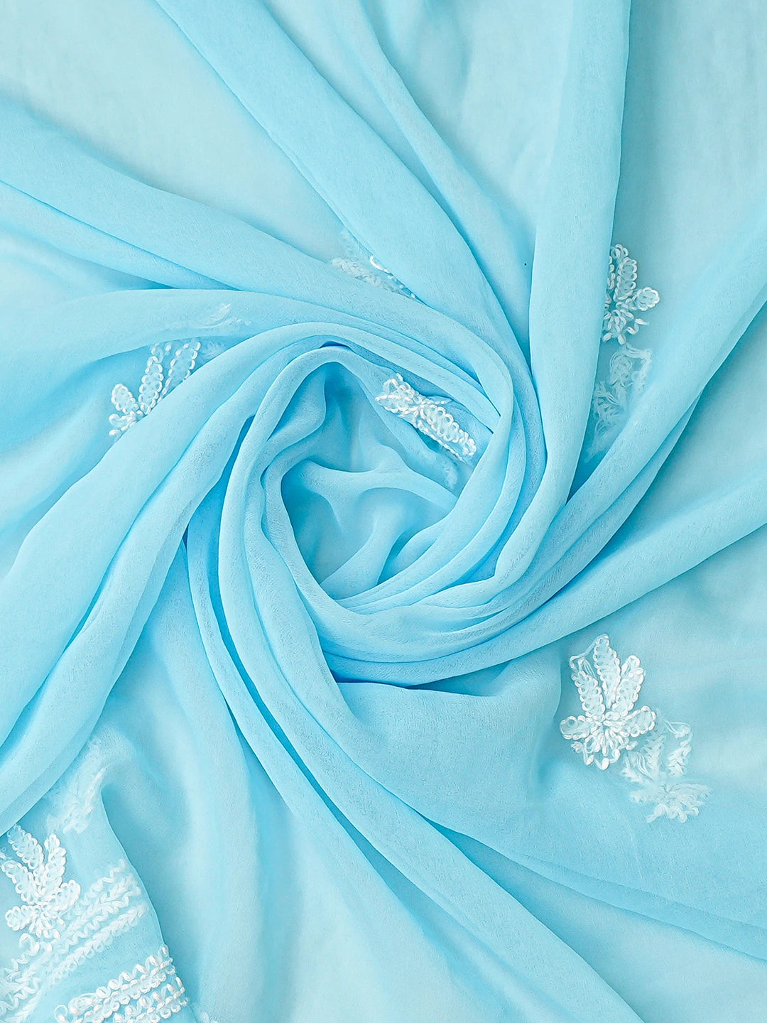 Ada Hand Embroidered Sky Blue Georgette Lucknowi Chikankari Unstitched Suit Piece 01A866819