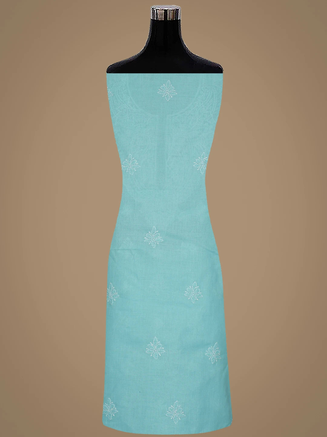 Ada Hand Embroidered Turquoise Blue Cotton Lucknowi Chikankari Unstitched Suit Piece 01A867096