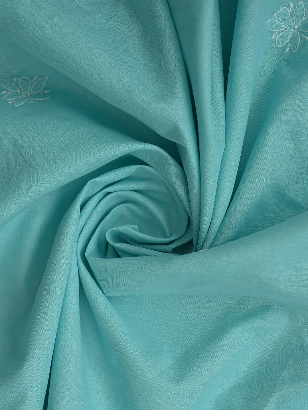 Ada Hand Embroidered Turquoise Blue Cotton Lucknowi Chikankari Unstitched Suit Piece 01A867096