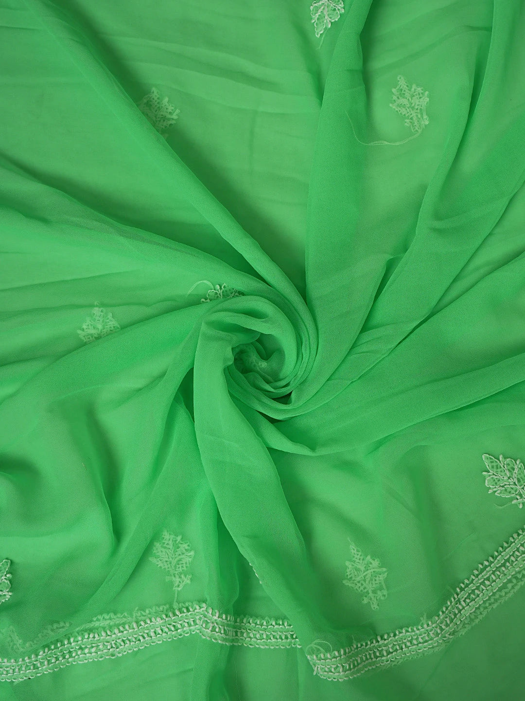 Ada Hand Embroidered Green Georgette Lucknowi Chikankari Unstitched Suit Piece 01A866780