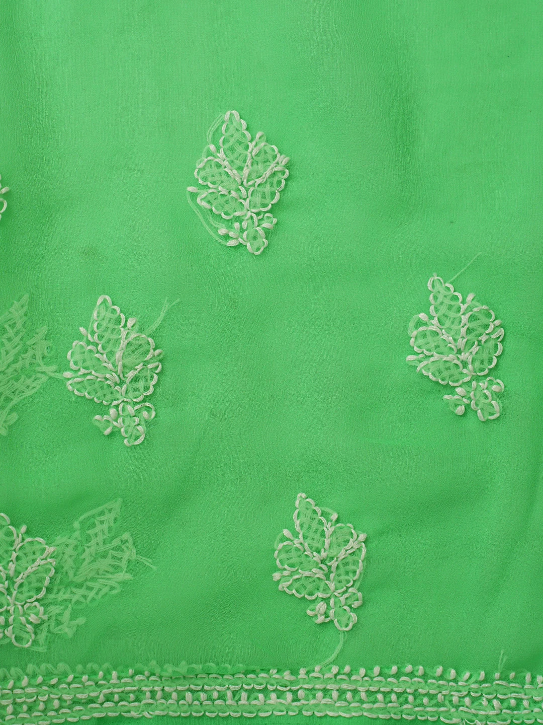 Ada Hand Embroidered Green Georgette Lucknowi Chikankari Unstitched Suit Piece 01A866780