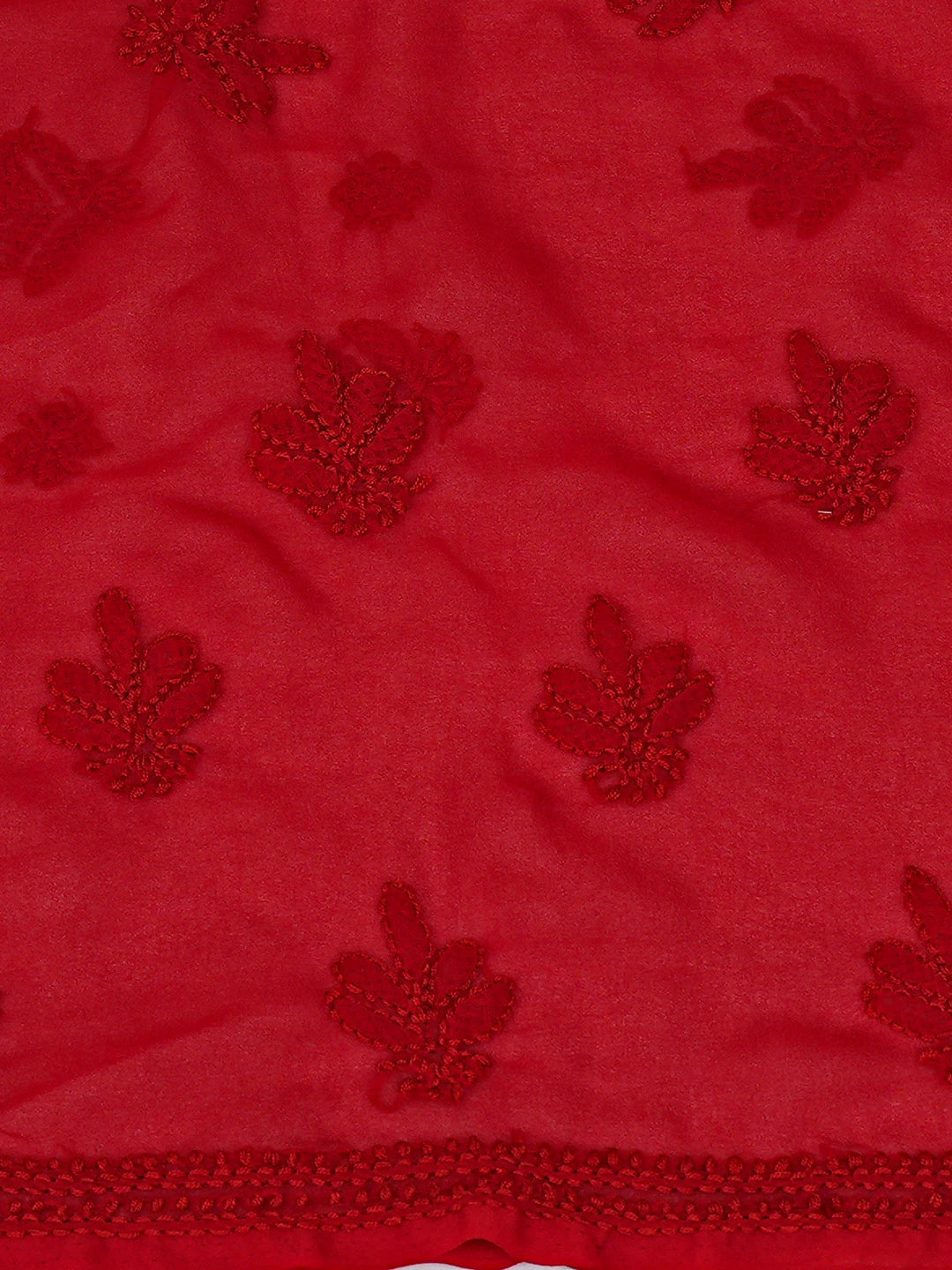 Ada Hand Embroidered Red Georgette Lucknowi Chikankari Unstitched Suit Piece 01A866805