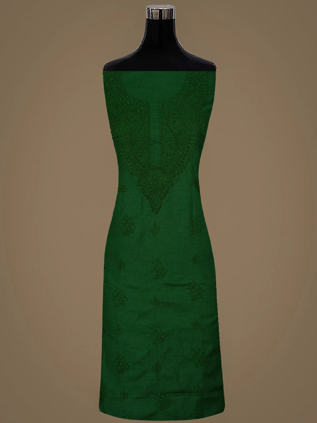 Ada Hand Embroidered Juniper Green Cotton Lucknowi Chikankari Unstitched Suit Piece 01A867049