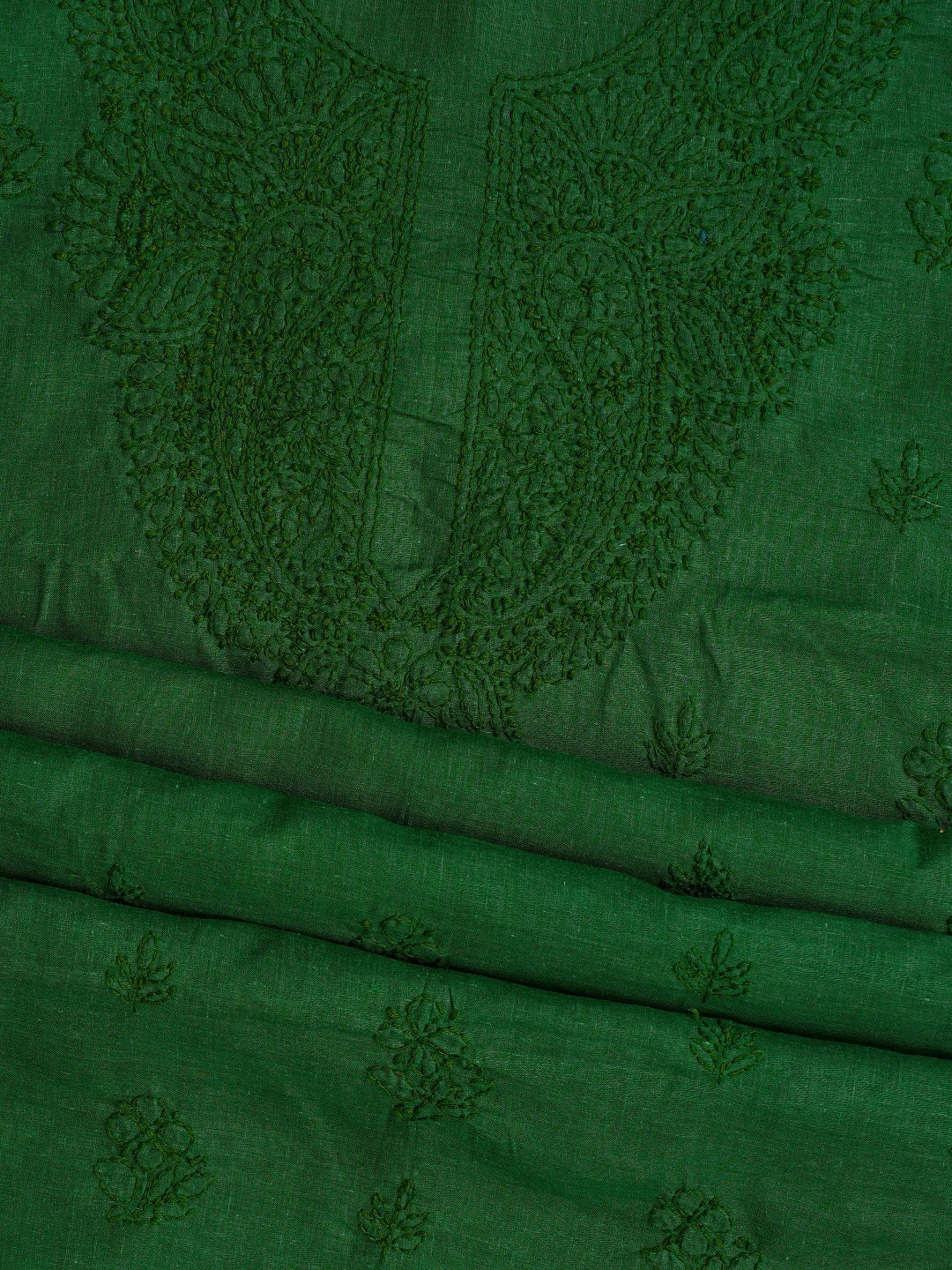 Ada Hand Embroidered Juniper Green Cotton Lucknowi Chikankari Unstitched Suit Piece 01A867049