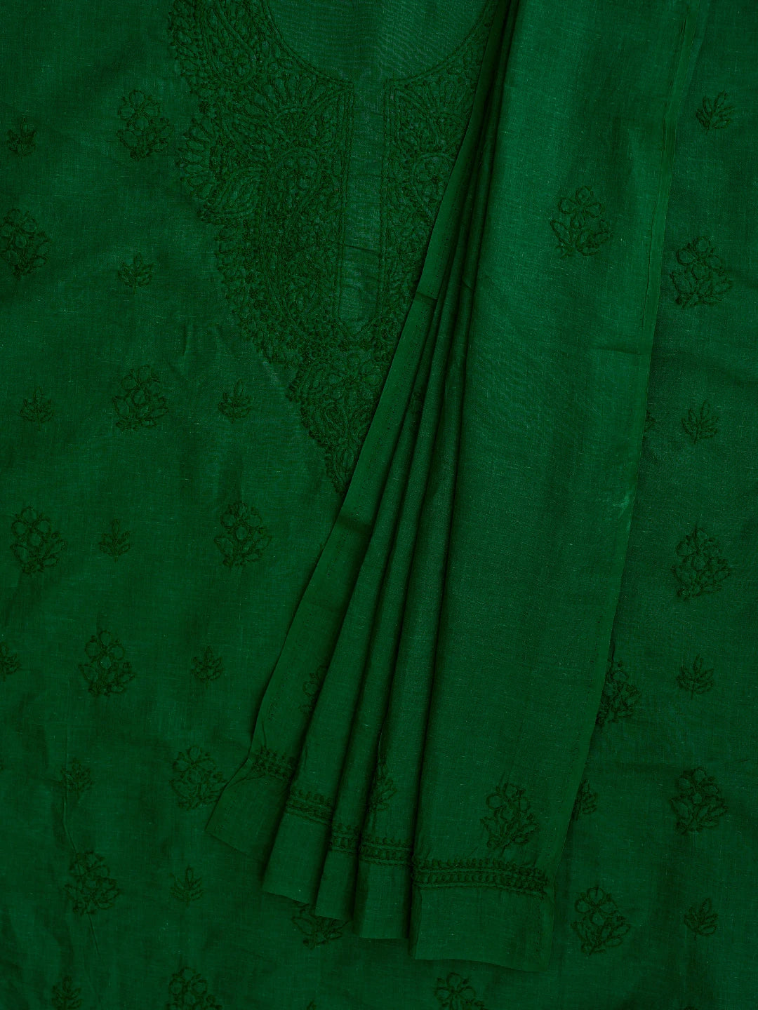 Ada Hand Embroidered Juniper Green Cotton Lucknowi Chikankari Unstitched Suit Piece 01A867049