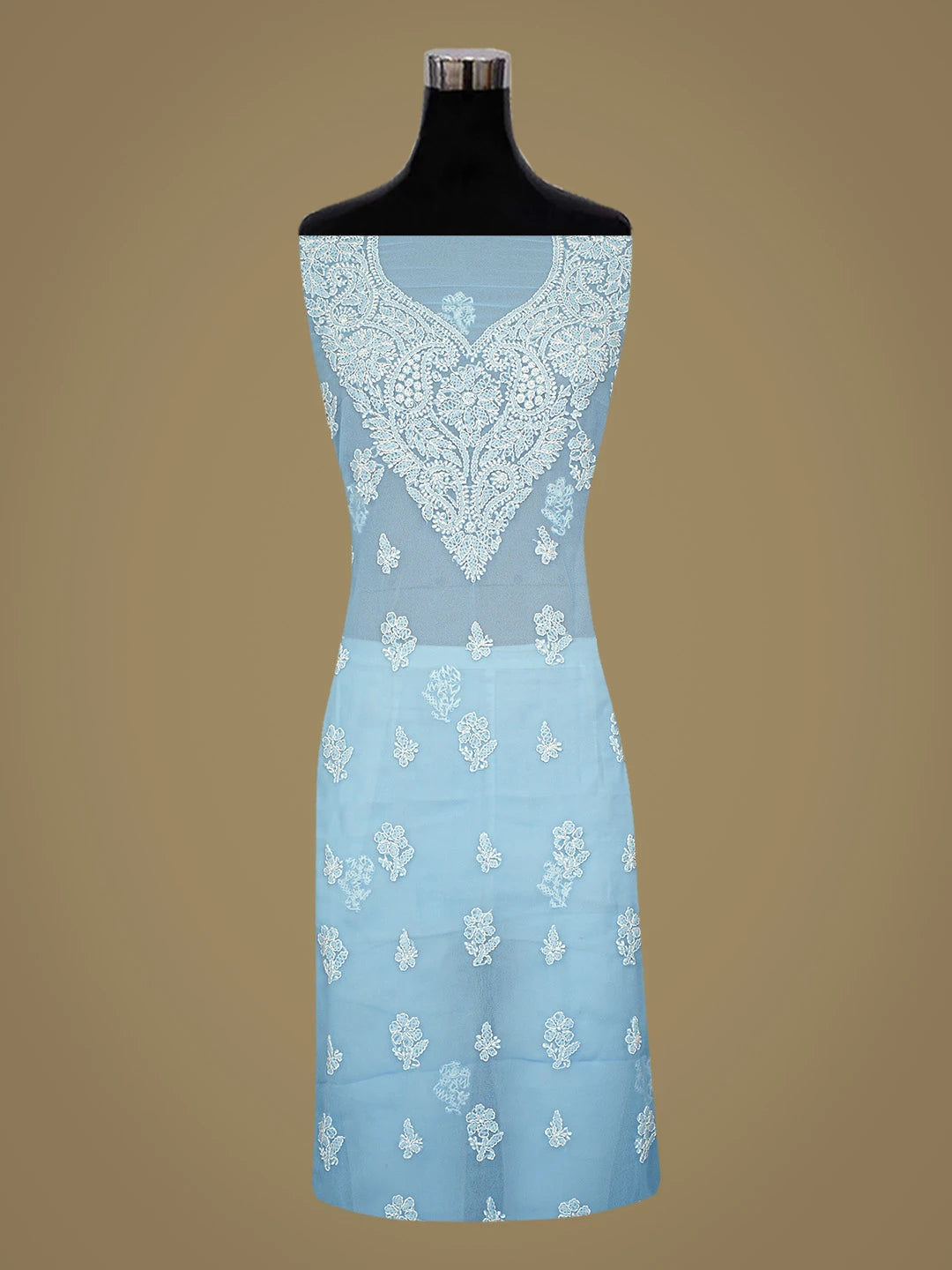 Ada Hand Embroidered Blue Georgette Lucknowi Chikankari Unstitched Suit Piece 01A866817