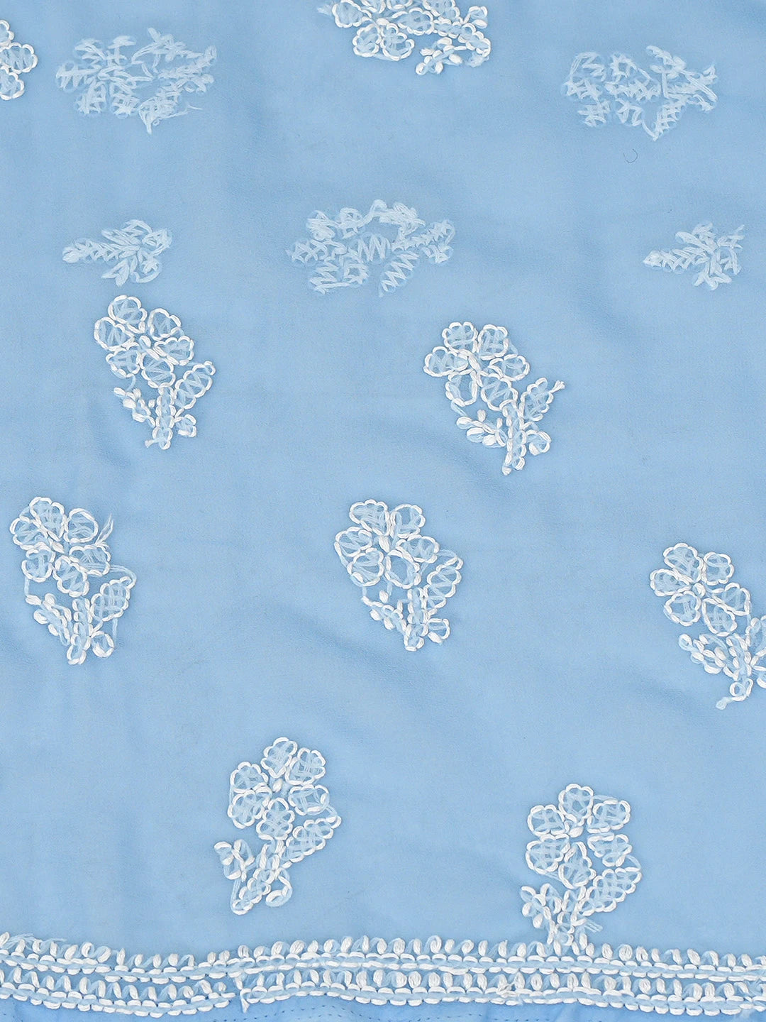 Ada Hand Embroidered Blue Georgette Lucknowi Chikankari Unstitched Suit Piece 01A866817