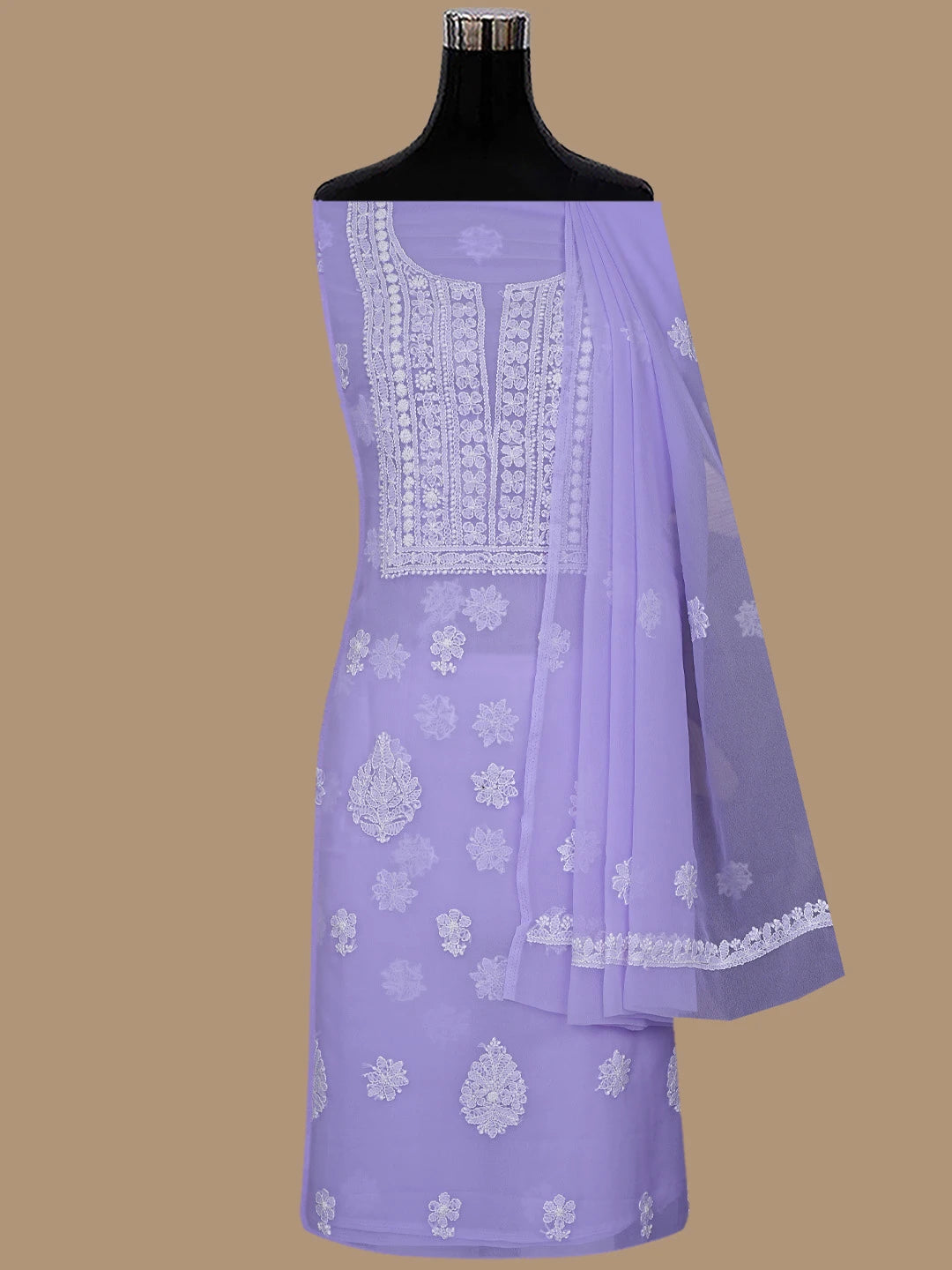 Ada Hand Embroidered Mauve Georgette Lucknowi Chikankari Unstitched Suit Piece 01A867456
