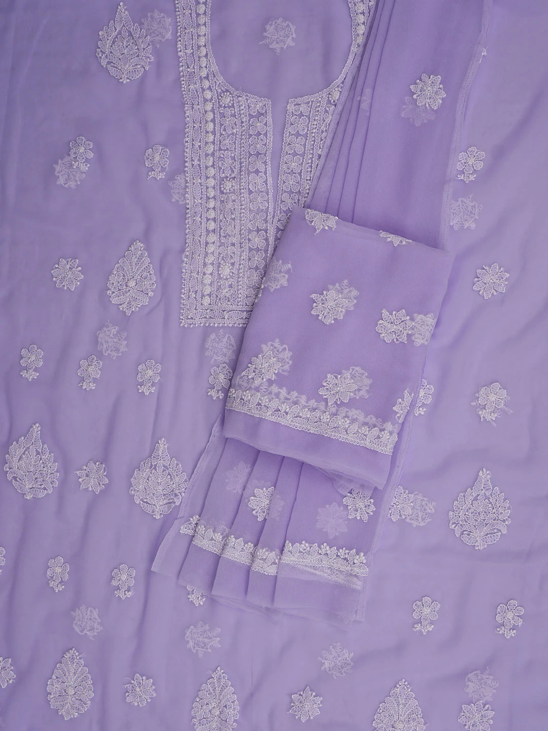 Ada Hand Embroidered Mauve Georgette Lucknowi Chikankari Unstitched Suit Piece 01A867456