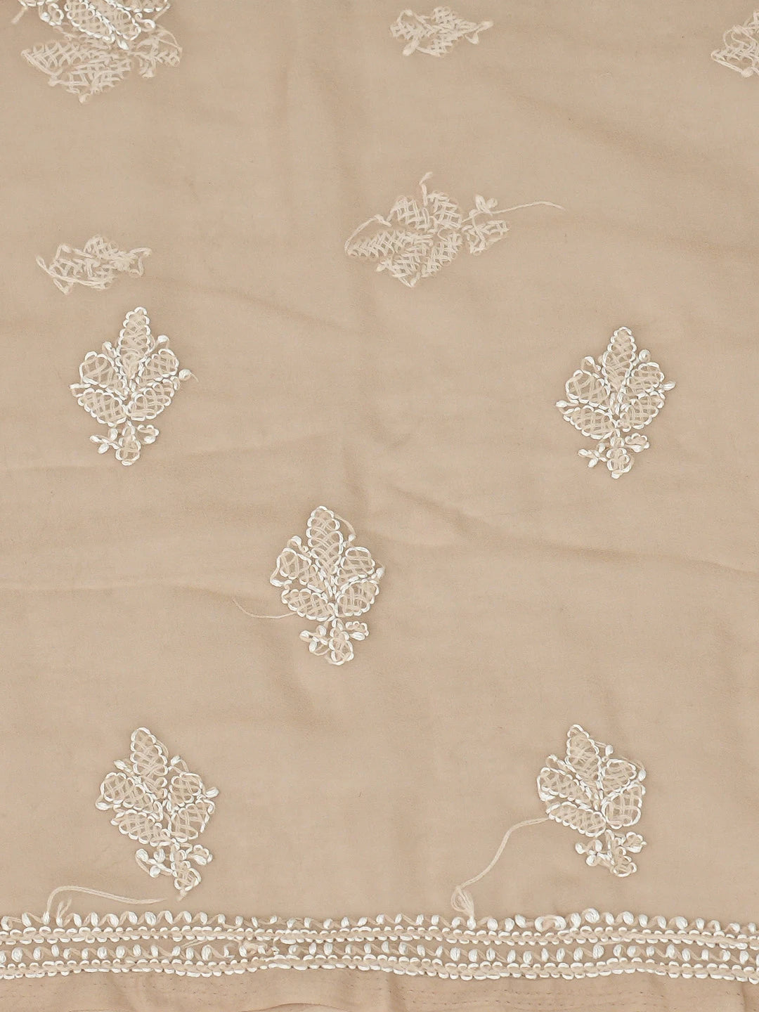 Ada Hand Embroidered Sand Fawn Georgette Lucknowi Chikankari Unstitched Suit Piece 01A866792