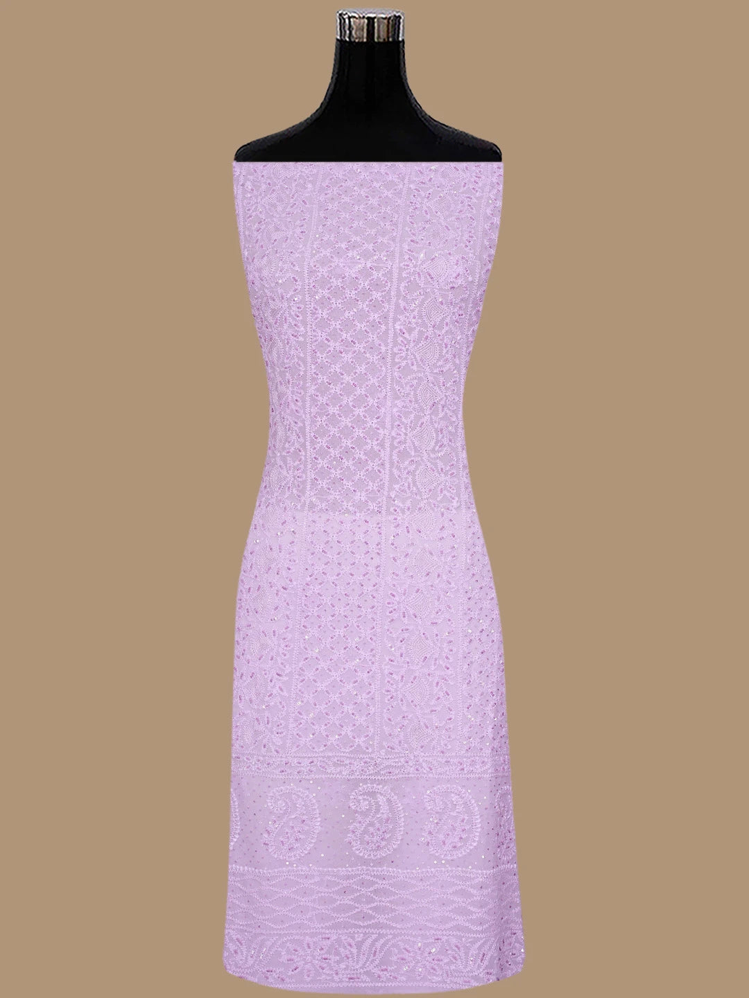 Ada Hand Embroidered Light Lavender Viscose Georgette Lucknowi Chikankari Unstitched Kurta Dupatta Set With Cutdana Work 01A795097