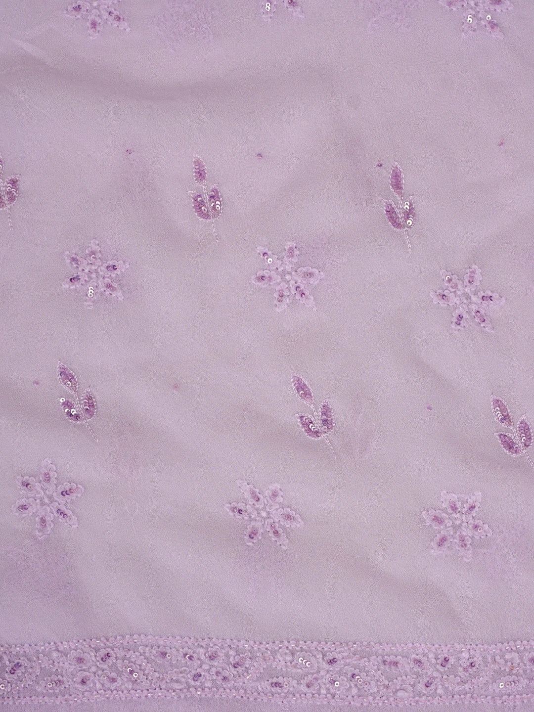Ada Hand Embroidered Light Lavender Viscose Georgette Lucknowi Chikankari Unstitched Kurta Dupatta Set With Cutdana Work 01A795097