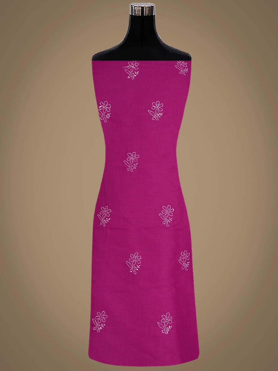 Ada Hand Embroidered Magenta Cotton Lucknowi Chikankari Unstitched Suit Piece 01A867061
