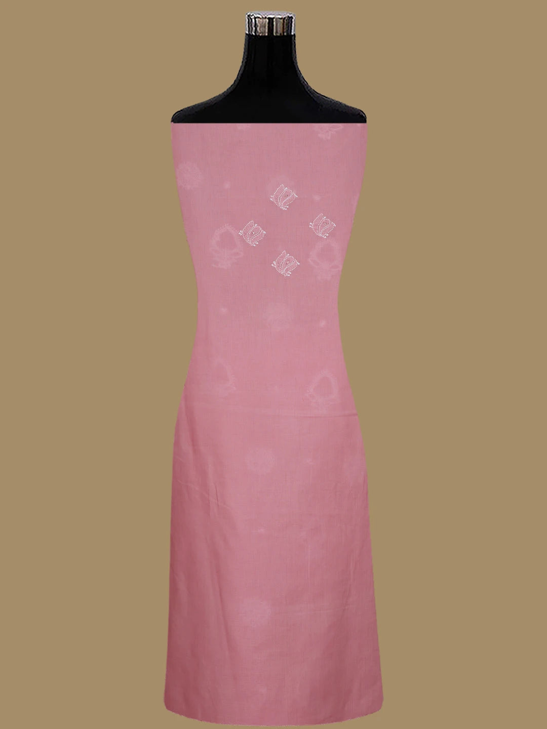Ada Hand Embroidered Peach Cotton Lucknowi Chikankari Unstitched Suit Piece With Mukaish Work 01A247662
