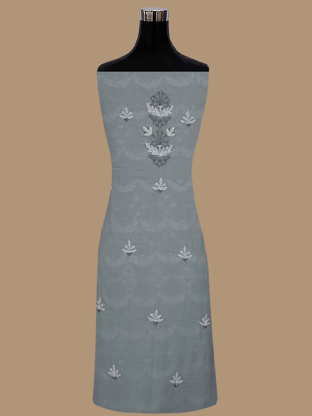 Ada Hand Embroidered Grey Georgette Lucknowi Chikankari Unstitched Suit Piece 01A867521