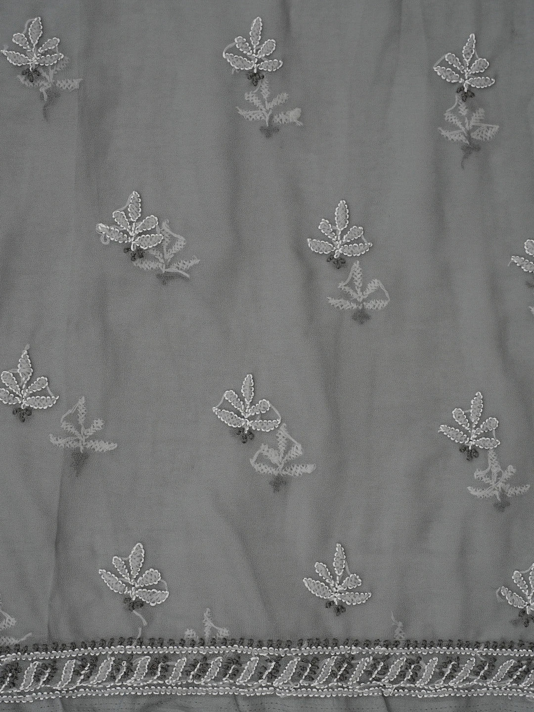 Ada Hand Embroidered Grey Georgette Lucknowi Chikankari Unstitched Suit Piece 01A867521