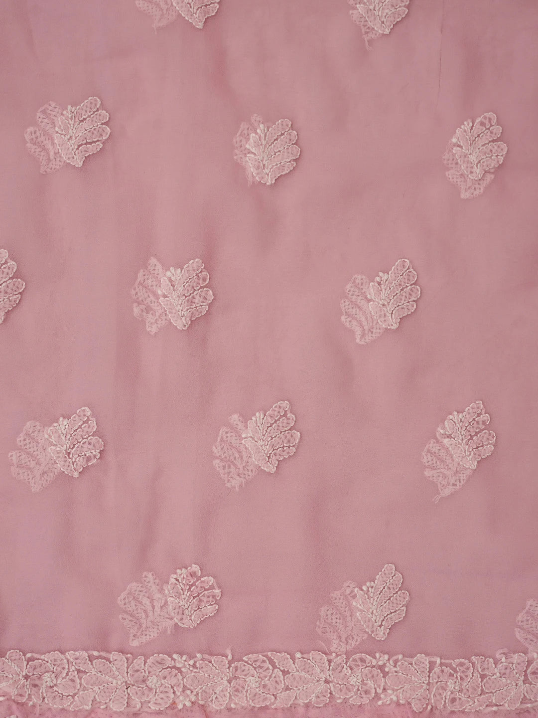 Ada Hand Embroidered Peach Georgette Lucknowi Chikankari Unstitched Suit Piece 01A867488