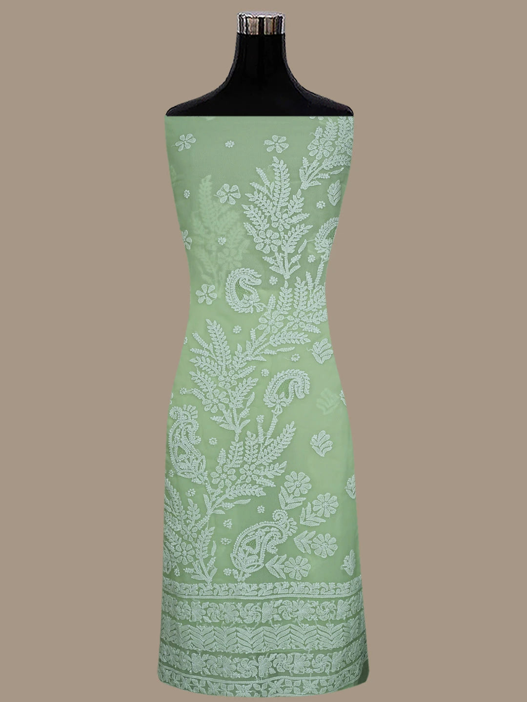Ada Hand Embroidered Mint Green Georgette Lucknowi Chikankari Unstitched Suit Piece 01A867489