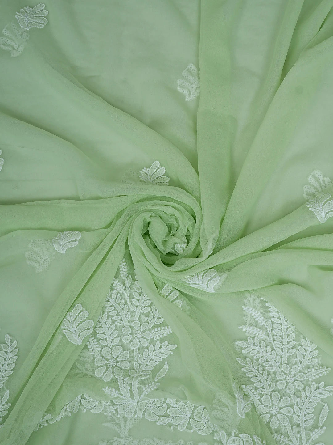 Ada Hand Embroidered Mint Green Georgette Lucknowi Chikankari Unstitched Suit Piece 01A867489